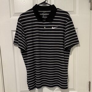 Nike Men's Polo with Black and White Stripes